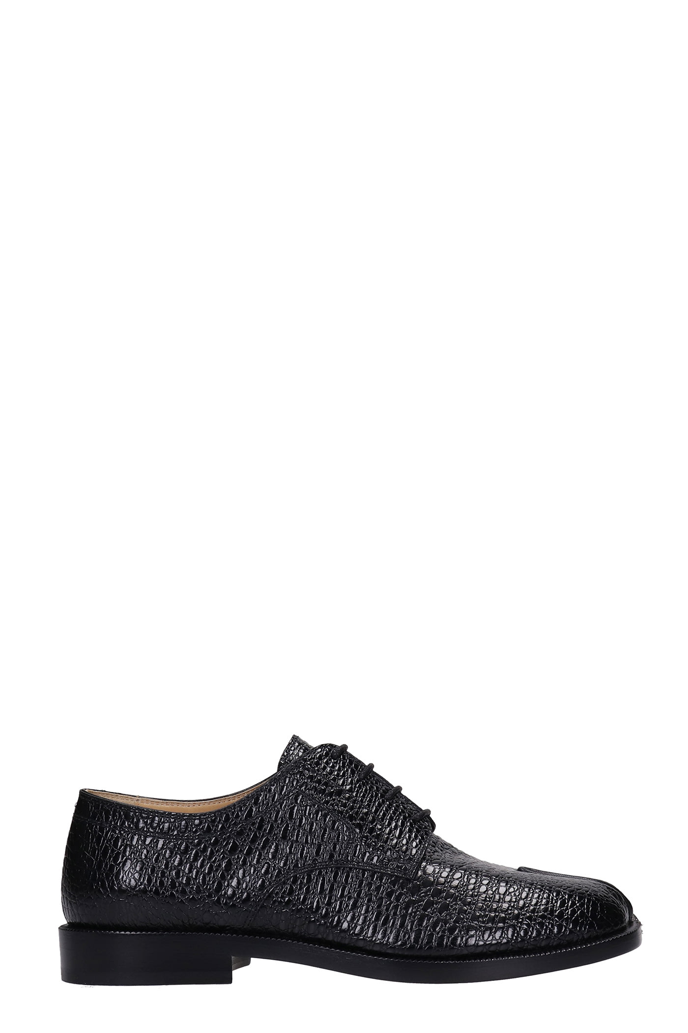 Maison Margiela Lace Up Shoes In Black Leather