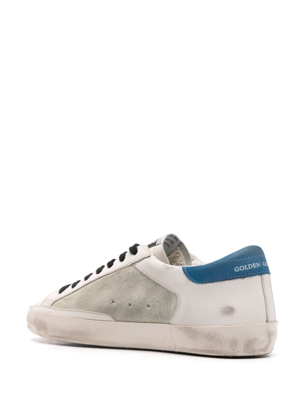 Shop Golden Goose Super Star Leather And Suede Upper Lizard Printed Star Nabuk Heel In White Ice Beige Blue