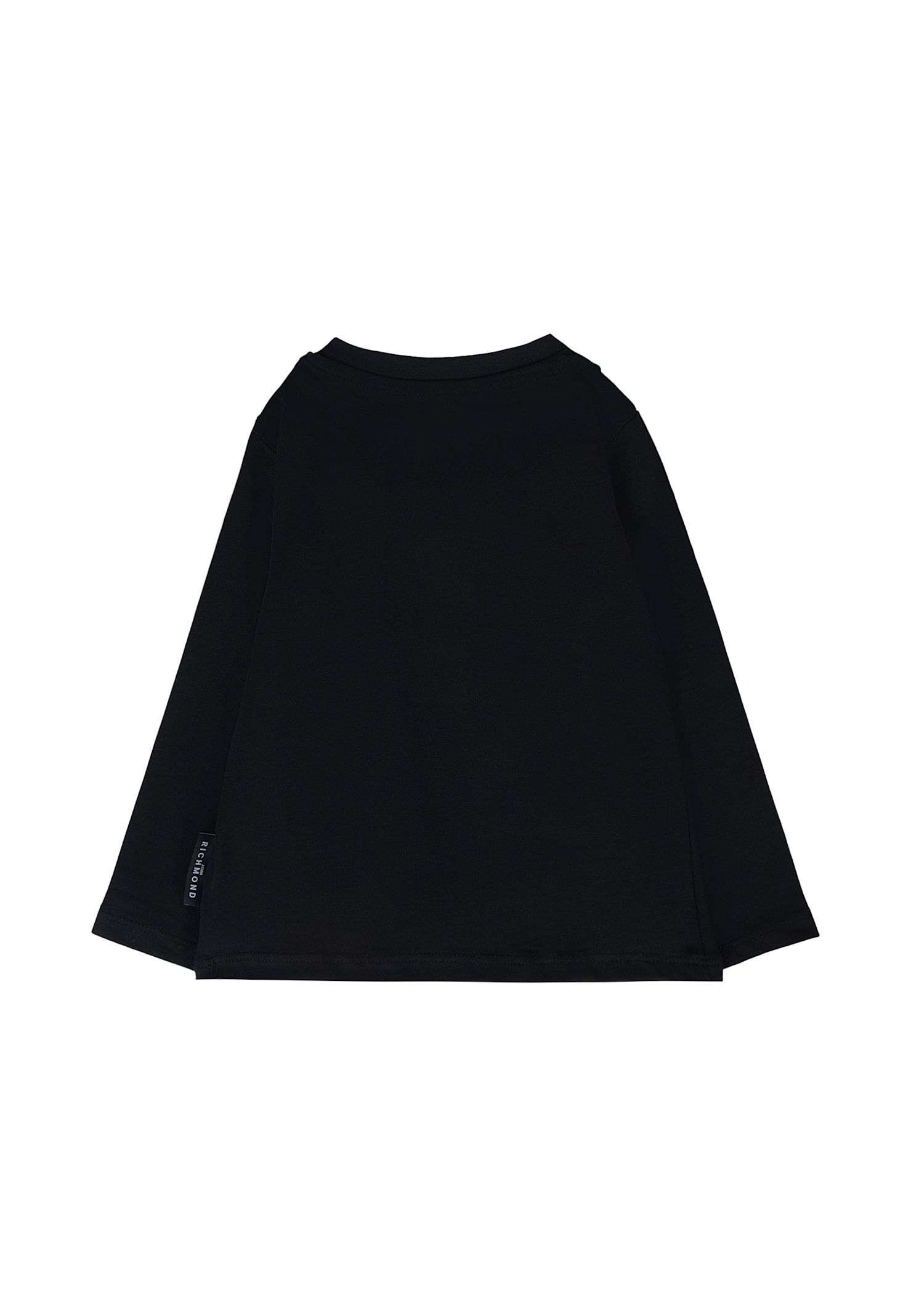 Richmond Black T-shirt For Baby Boy With Velvet Logo In Blue