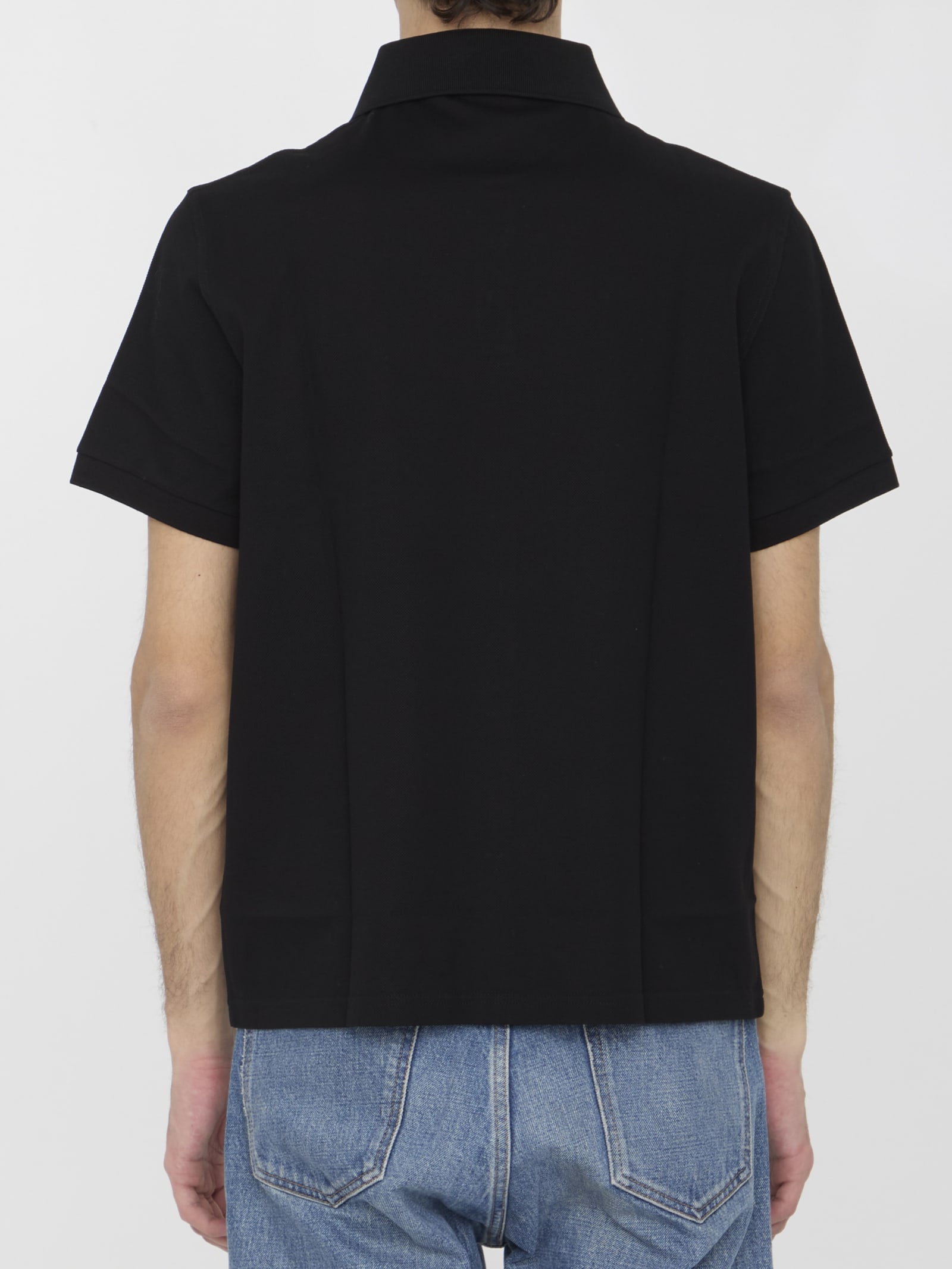 Shop Saint Laurent Monogram Polo Shirt In Black