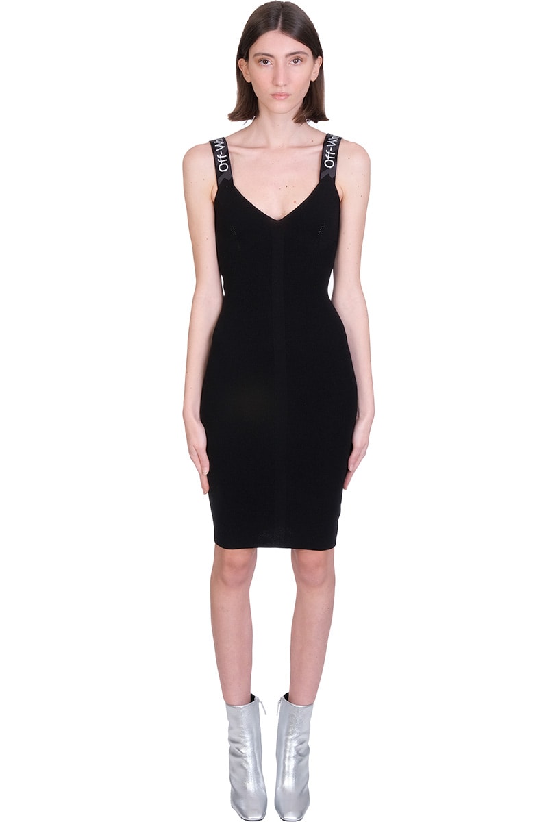 Off-White Bold Dress In Black Viscose | Coshio Online Shop