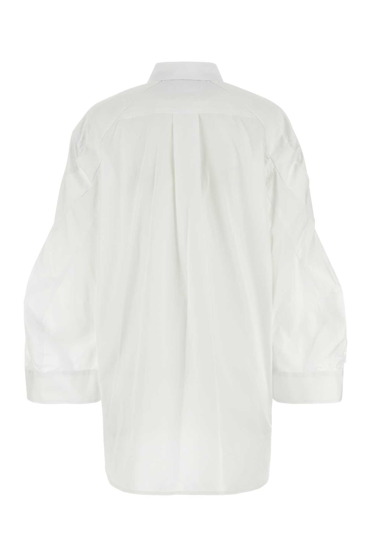 Sacai White Poplin Thomas Mason Shirt Dress In Offwhite