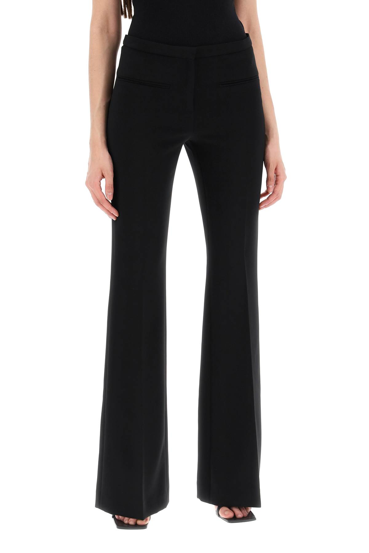 Shop Courrèges Tailored Bootcut Pants In Technical Jersey In Black (black)