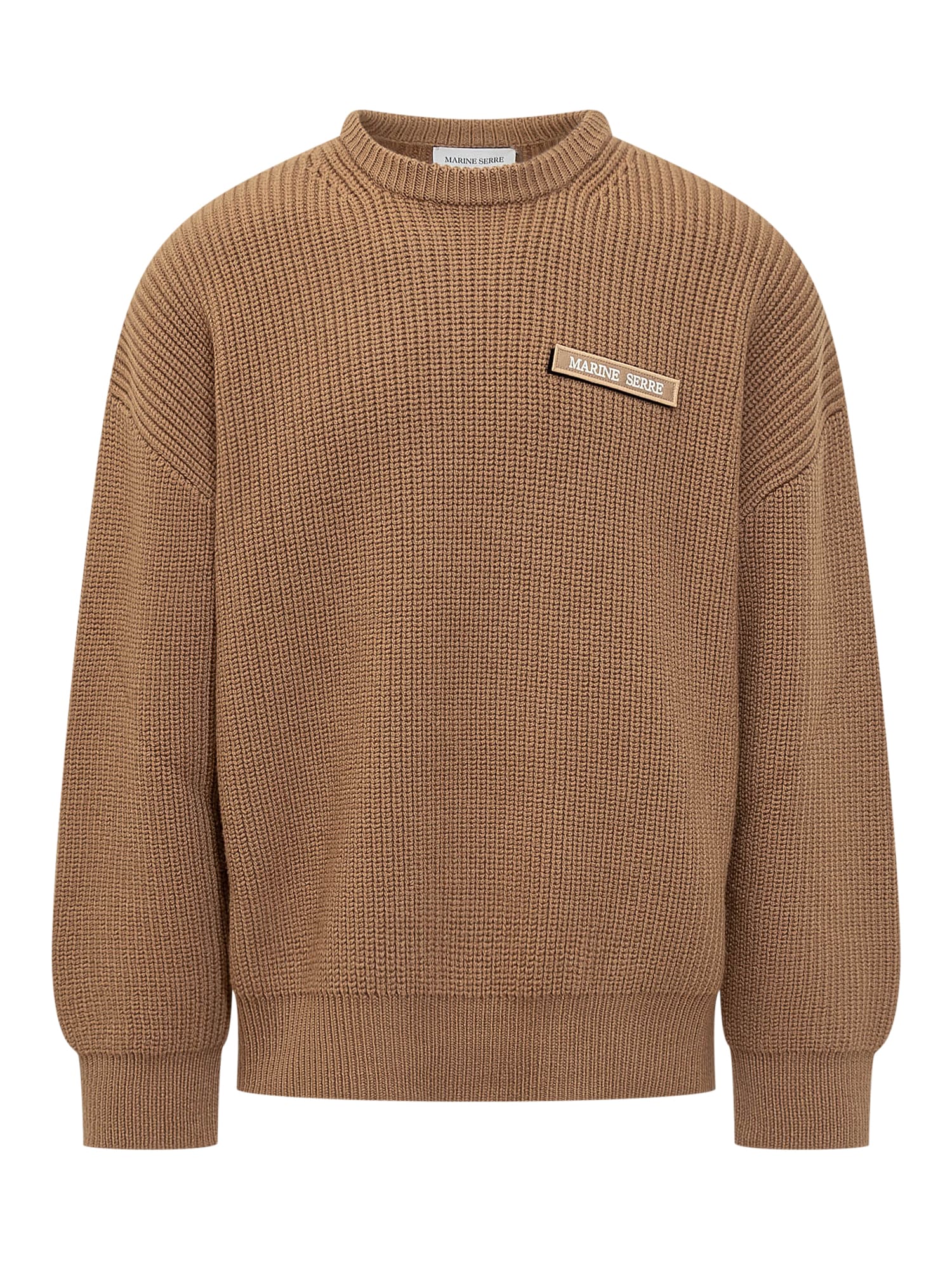 Shop Marine Serre Sweater With Logo In Camel