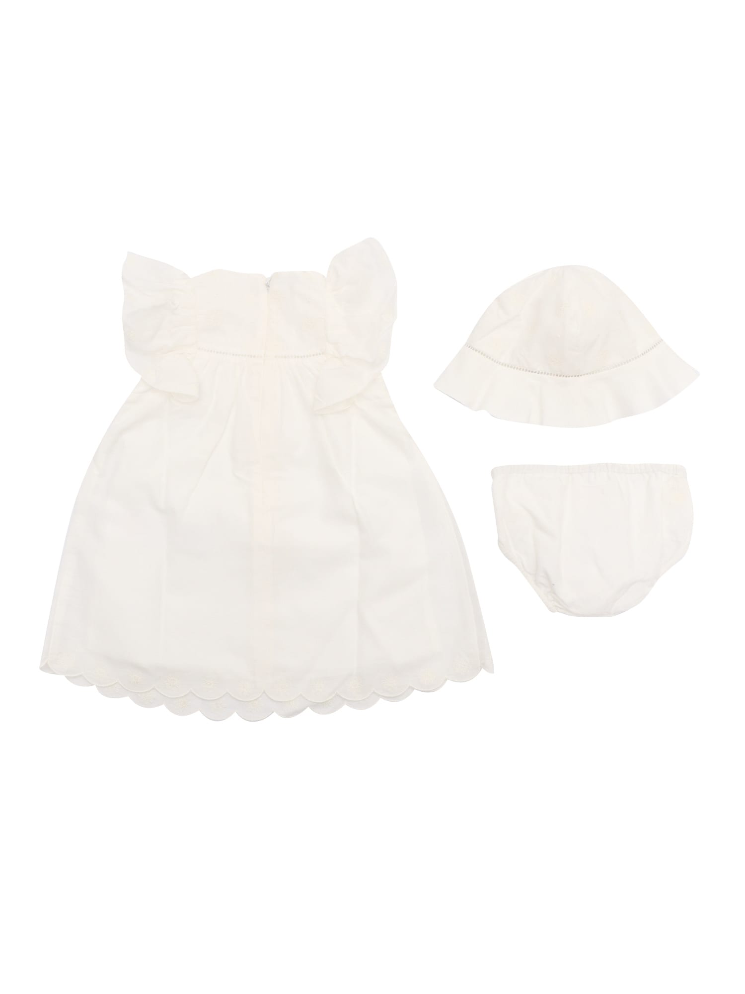 Chloé Dress+bloomer+cap In White