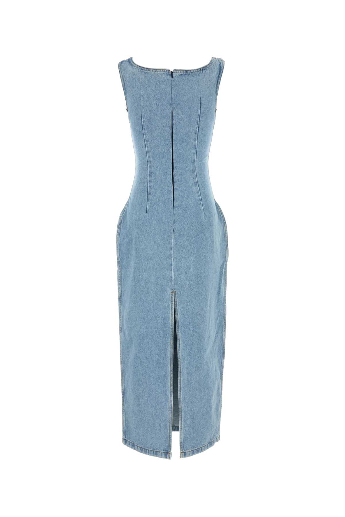 Magda Butrym Sleeveless Square Neckline Denim Dress With Back Slit