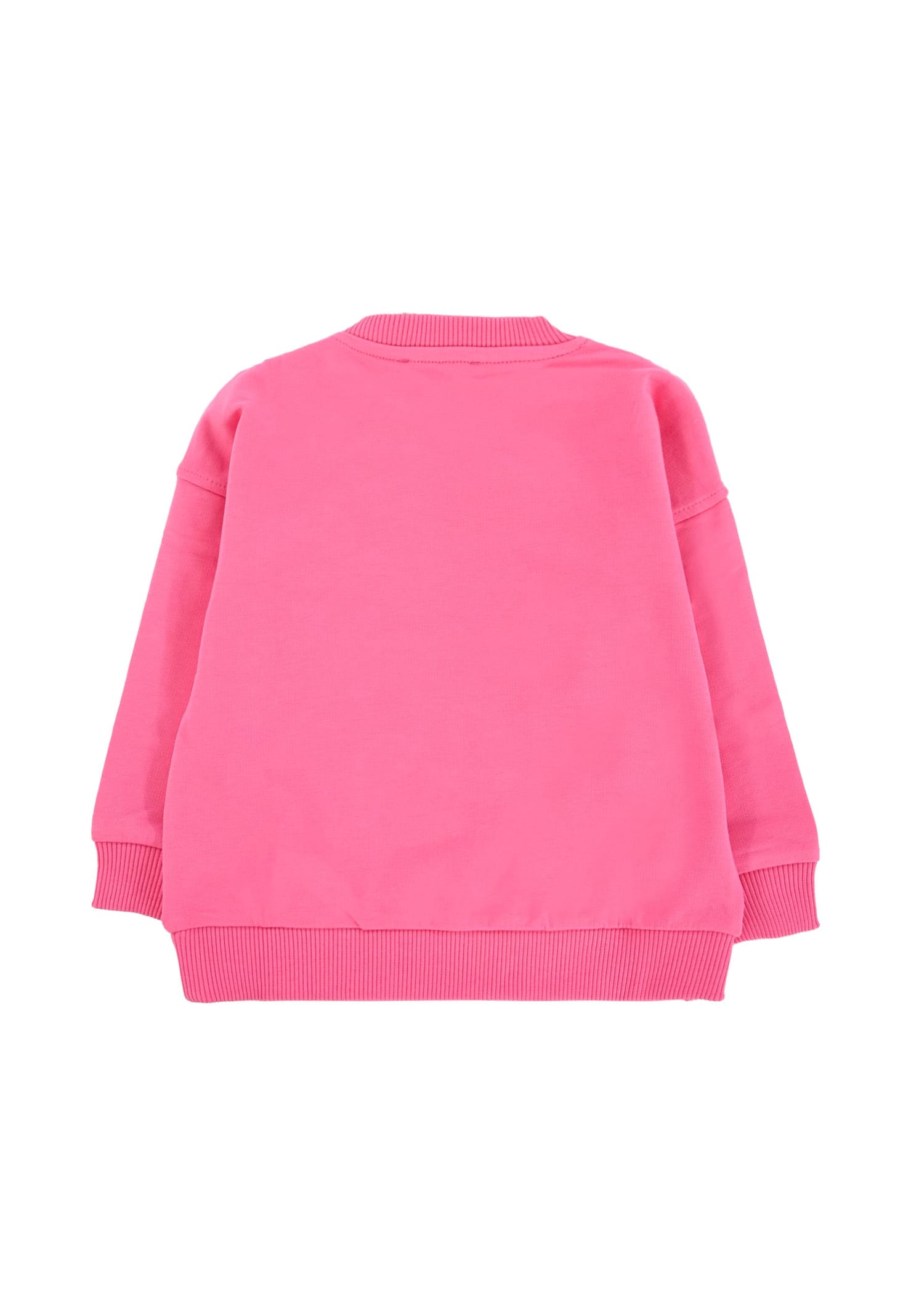Moschino Fuchsia Sweatshirt For Baby Girl With Teddy Bear In Pink
