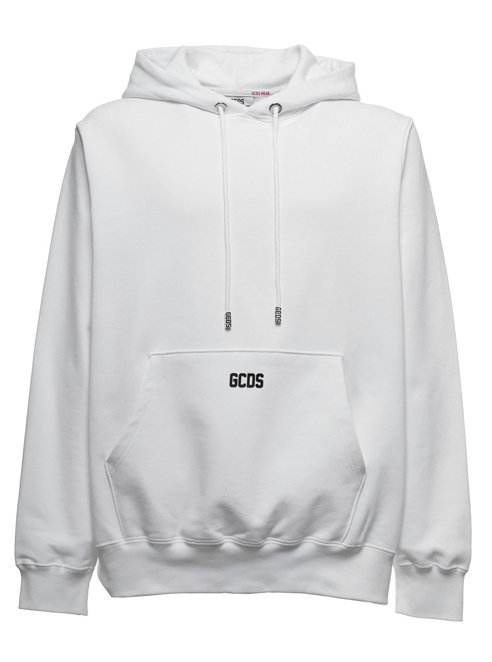 GCDS White Cotton Hoodie With Logo Print