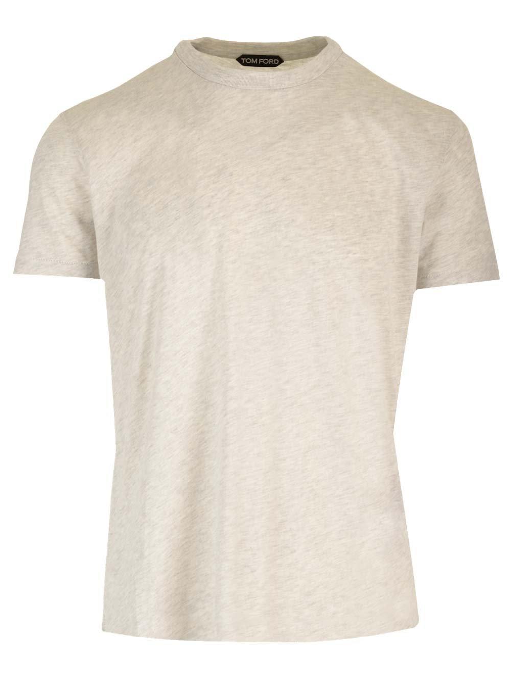 Shop Tom Ford Crewneck Short-sleeved T-shirt In Pale Grey