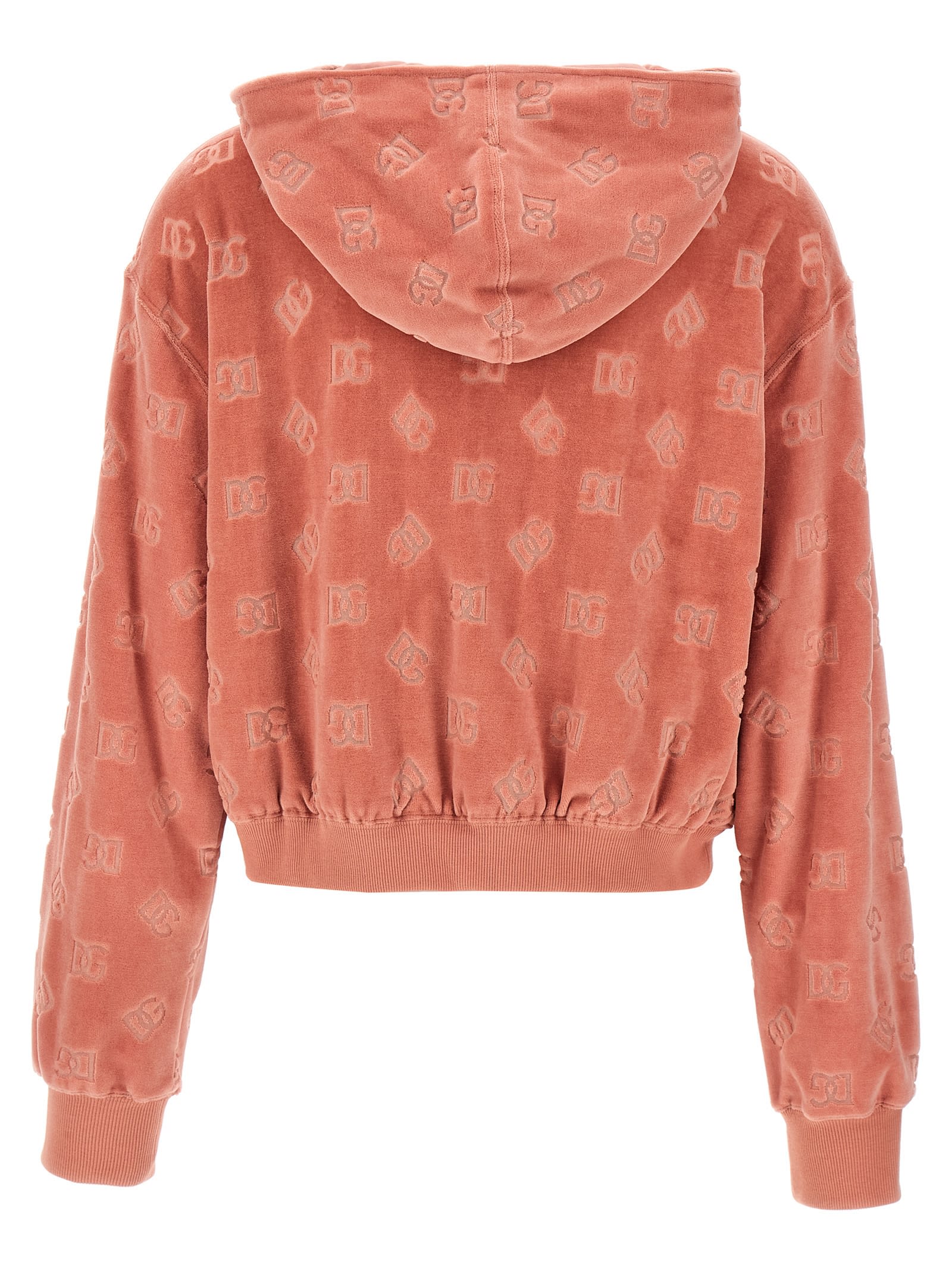 Dolce & Gabbana Pink Chenille Jacquard Hoodie In Pink