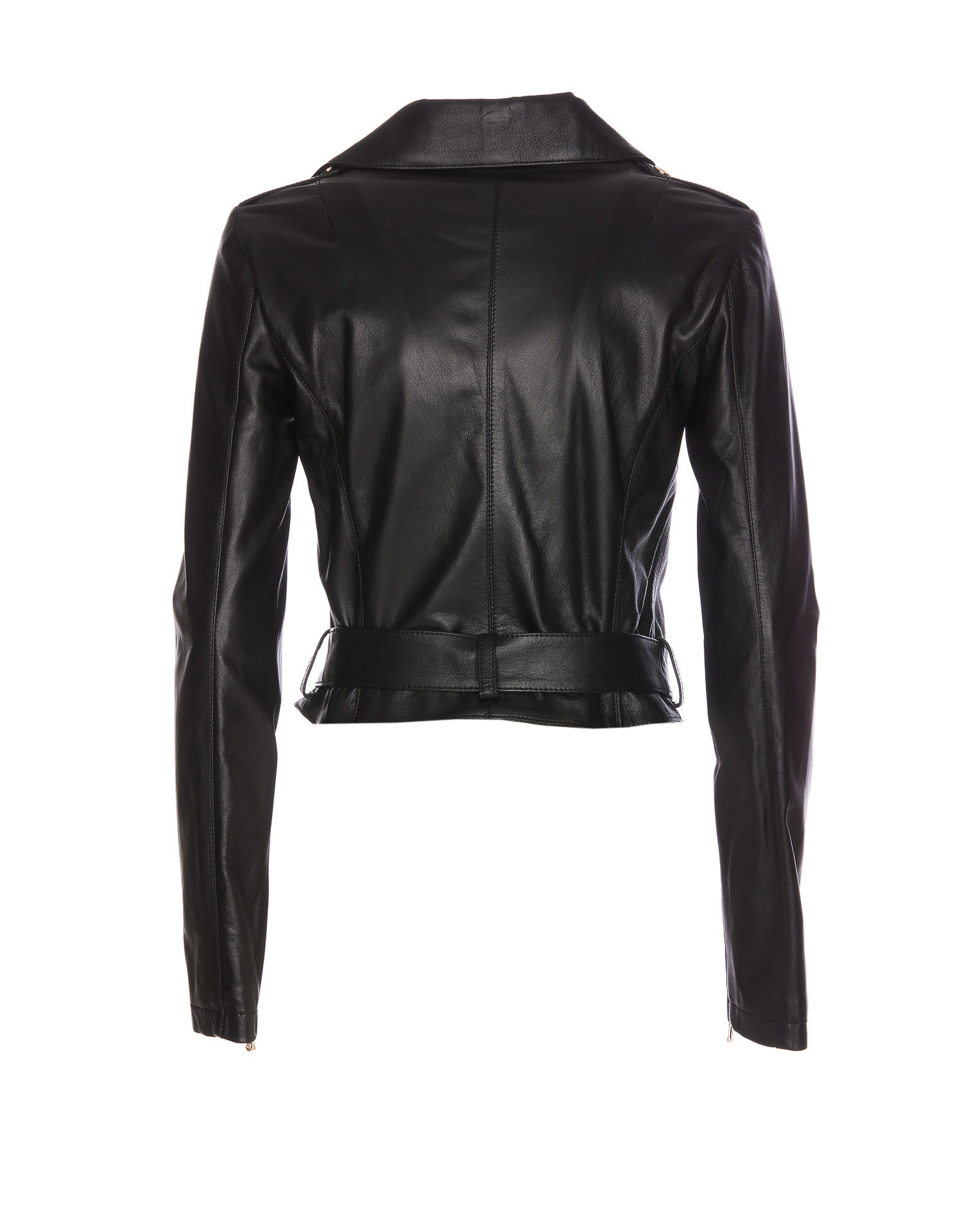 Shop Patrizia Pepe Leather Biker Jacket In Black