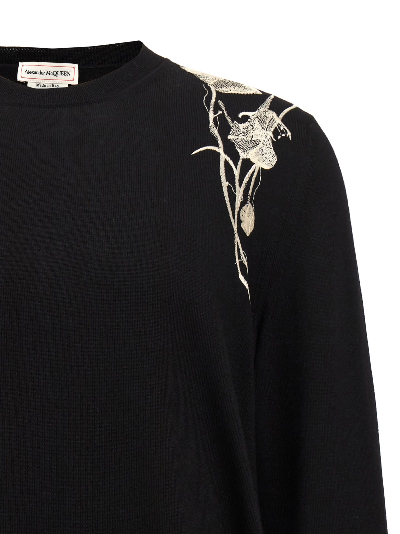 Shop Alexander Mcqueen Embroidery Sweater In White/black