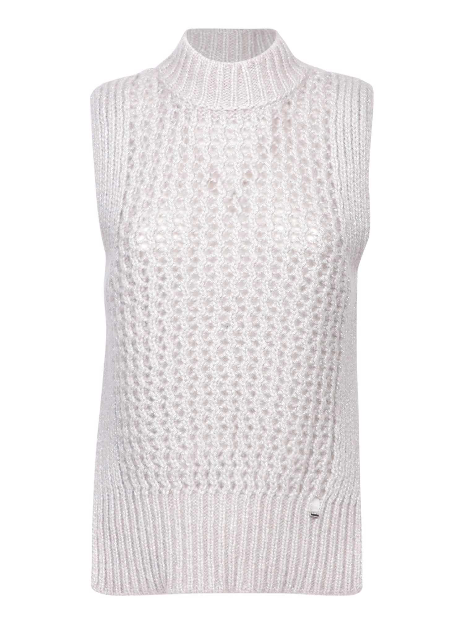 Shop Herno Beige Lurex Perforated Vest