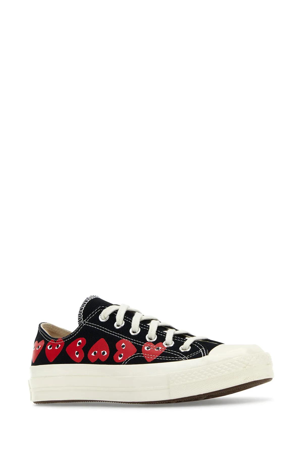 Shop Comme Des Garçons Play Black Canvas Comme Des Garçons X Converse Sneakers