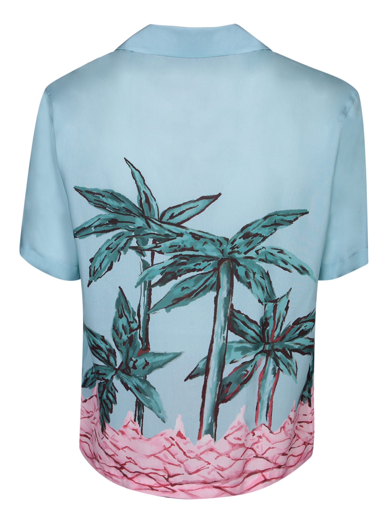 Shop Palm Angels Palm Trees Bowling Shirt In Blue