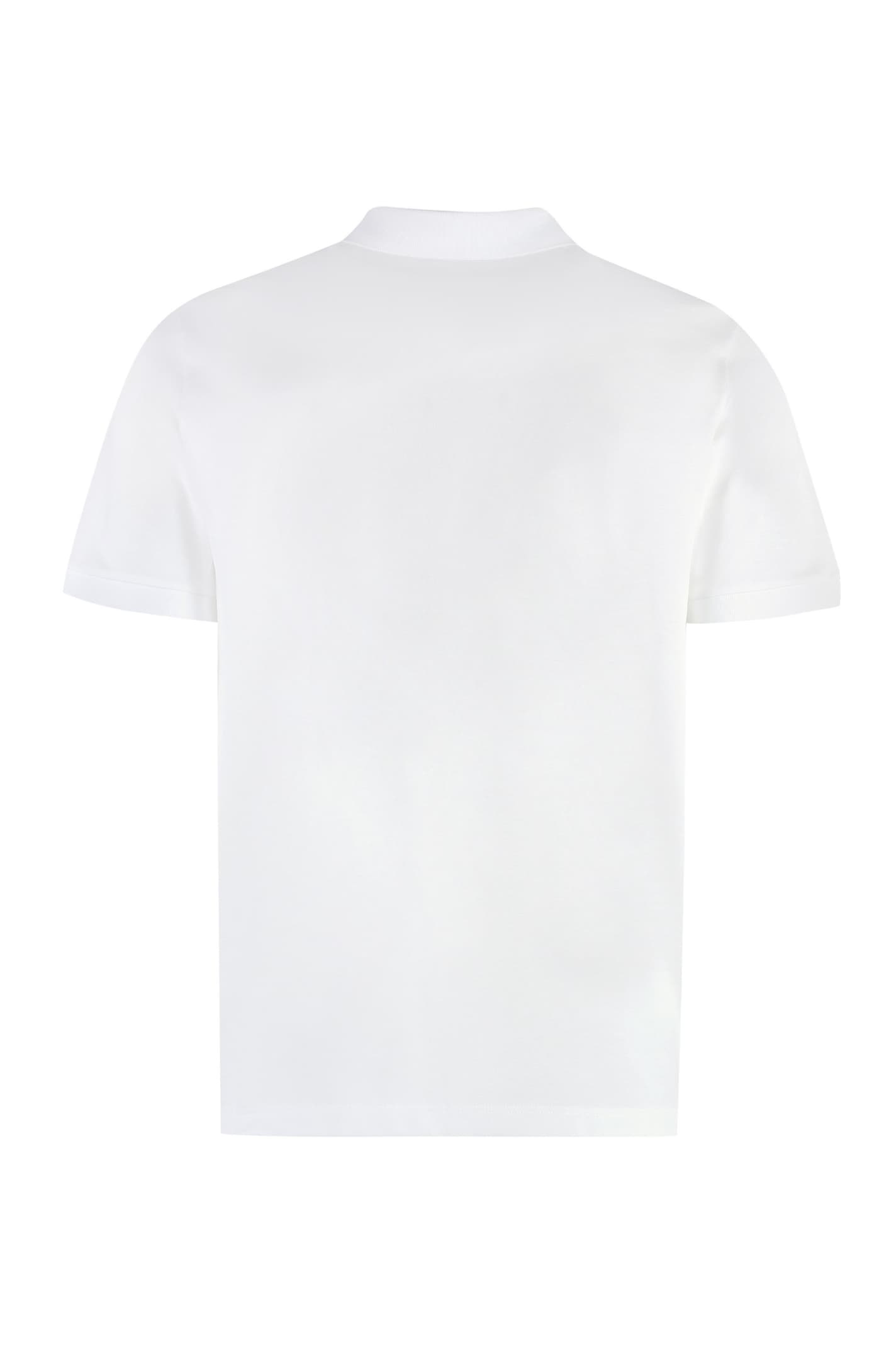 Shop Prada Short Sleeve Cotton Pique Polo Shirt In White