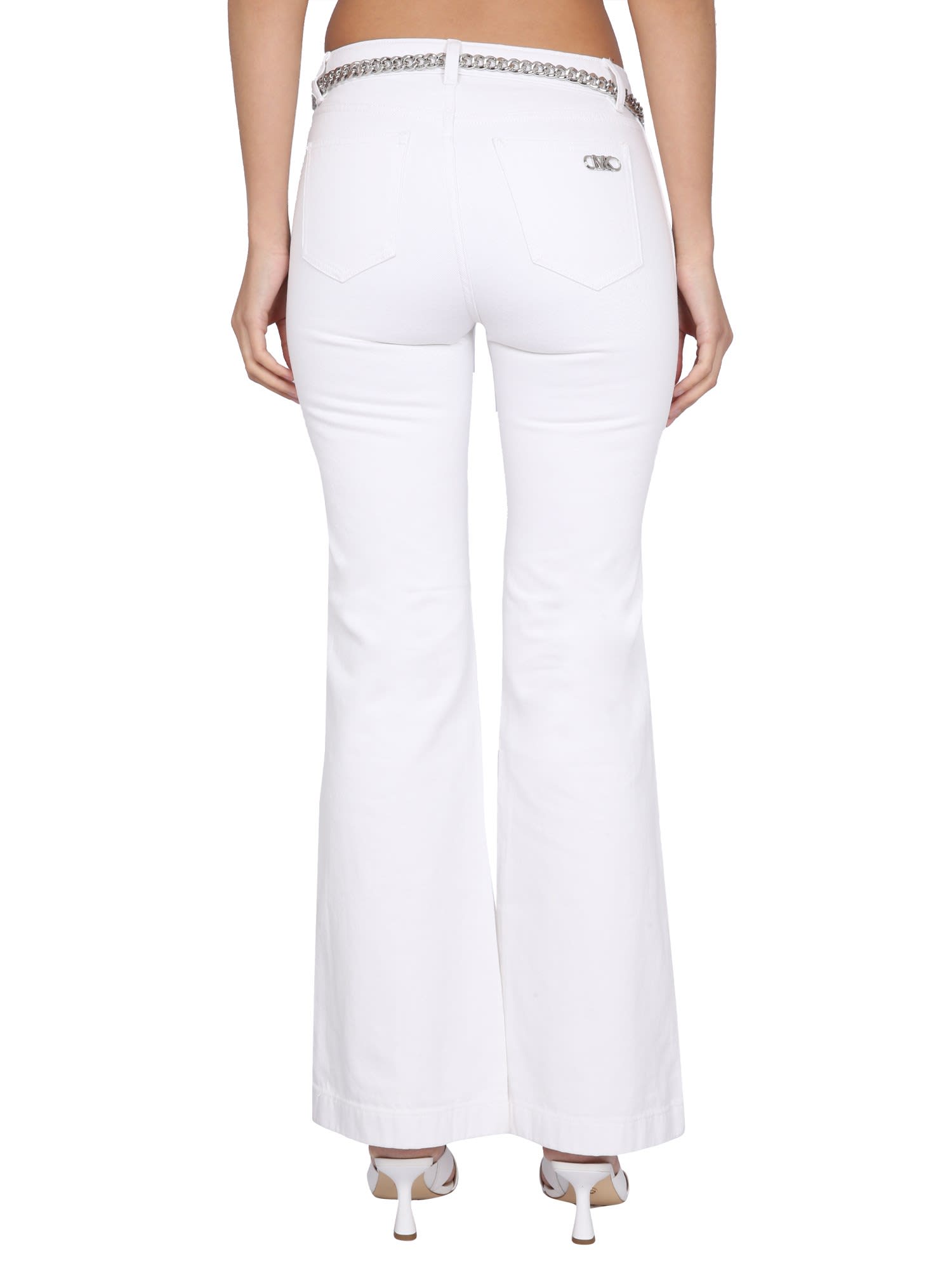 Shop Michael Kors Pants With Logo Belt In Optic White
