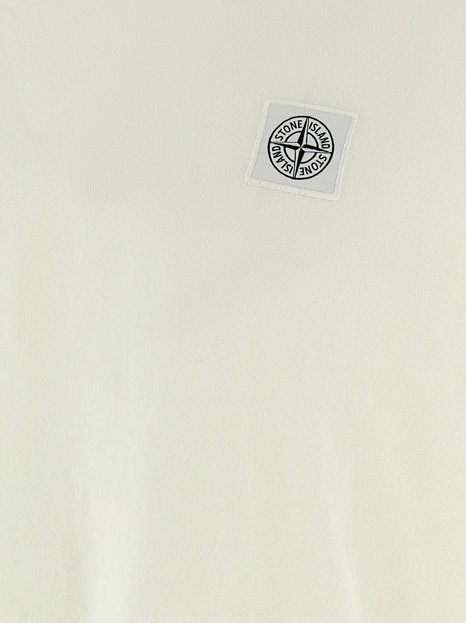 Stone Island Embroidered Cotton Jersey T-shirt In Green