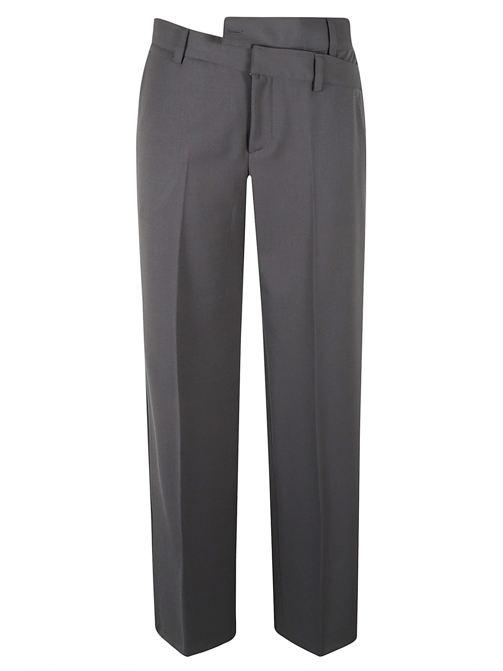 Shop Federica Tosi Asymmetric Straight Leg Trousers In Grigio