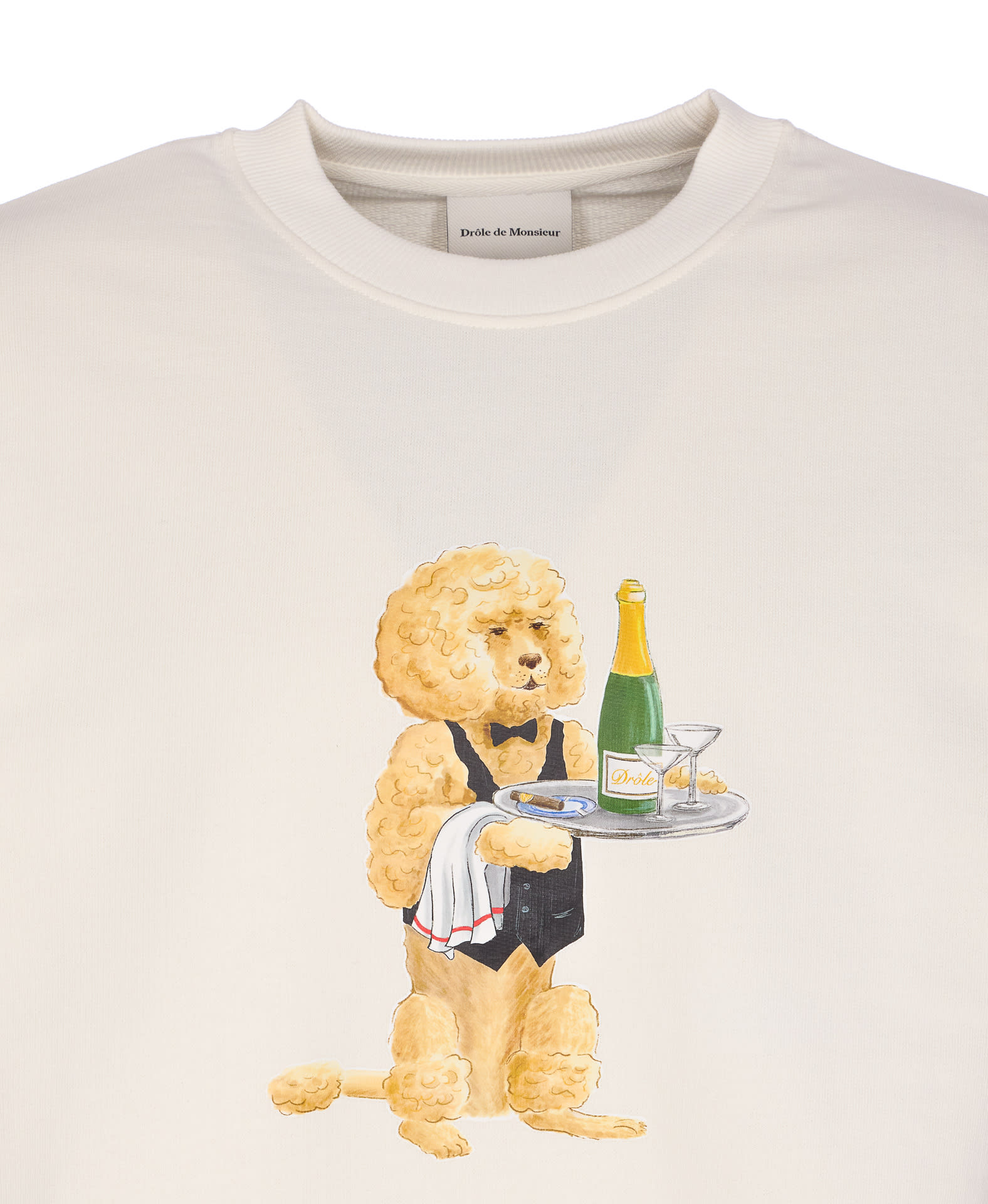 Drôle De Monsieur Crewneck Sweatshirt With Bold Logo Detail In Neutral