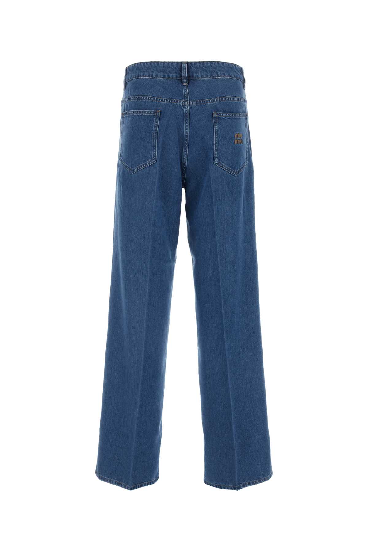 Shop Miu Miu Blue Lyocell Jeans In Bleu