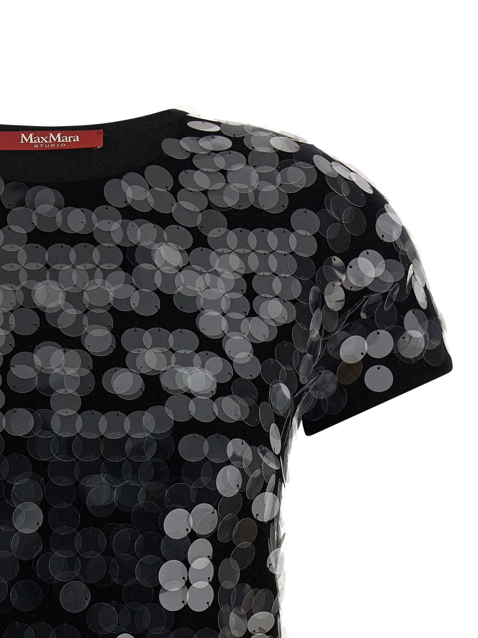 Max Mara Sequin-embellished Short-sleeve T-shirt In Black