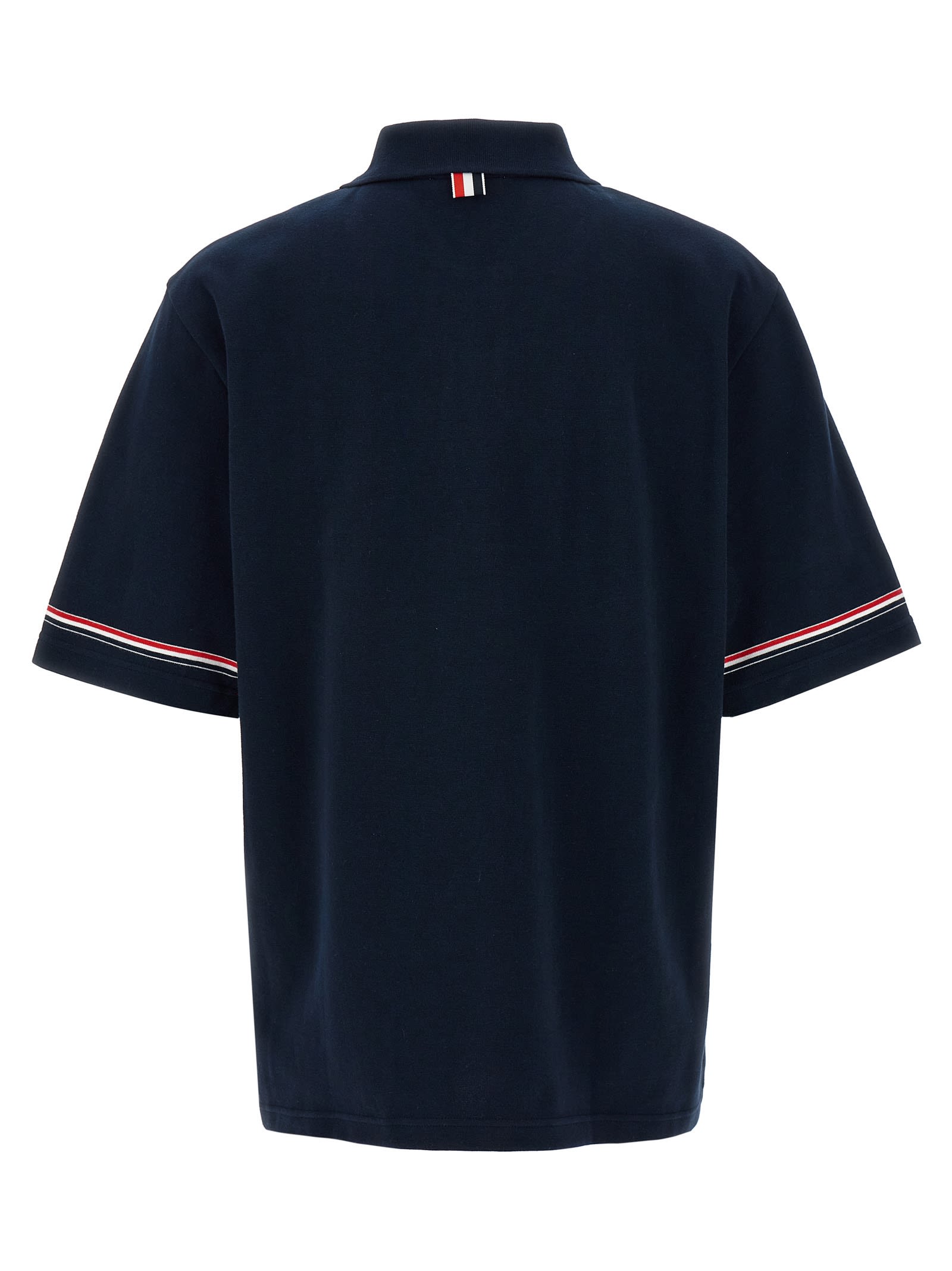 Thom Browne Logo Embroidered Polo T-shirt In Blue