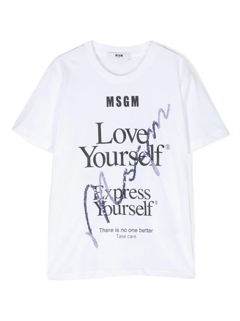 MSGM WHITE LOVE YOURSELF T-SHIRT