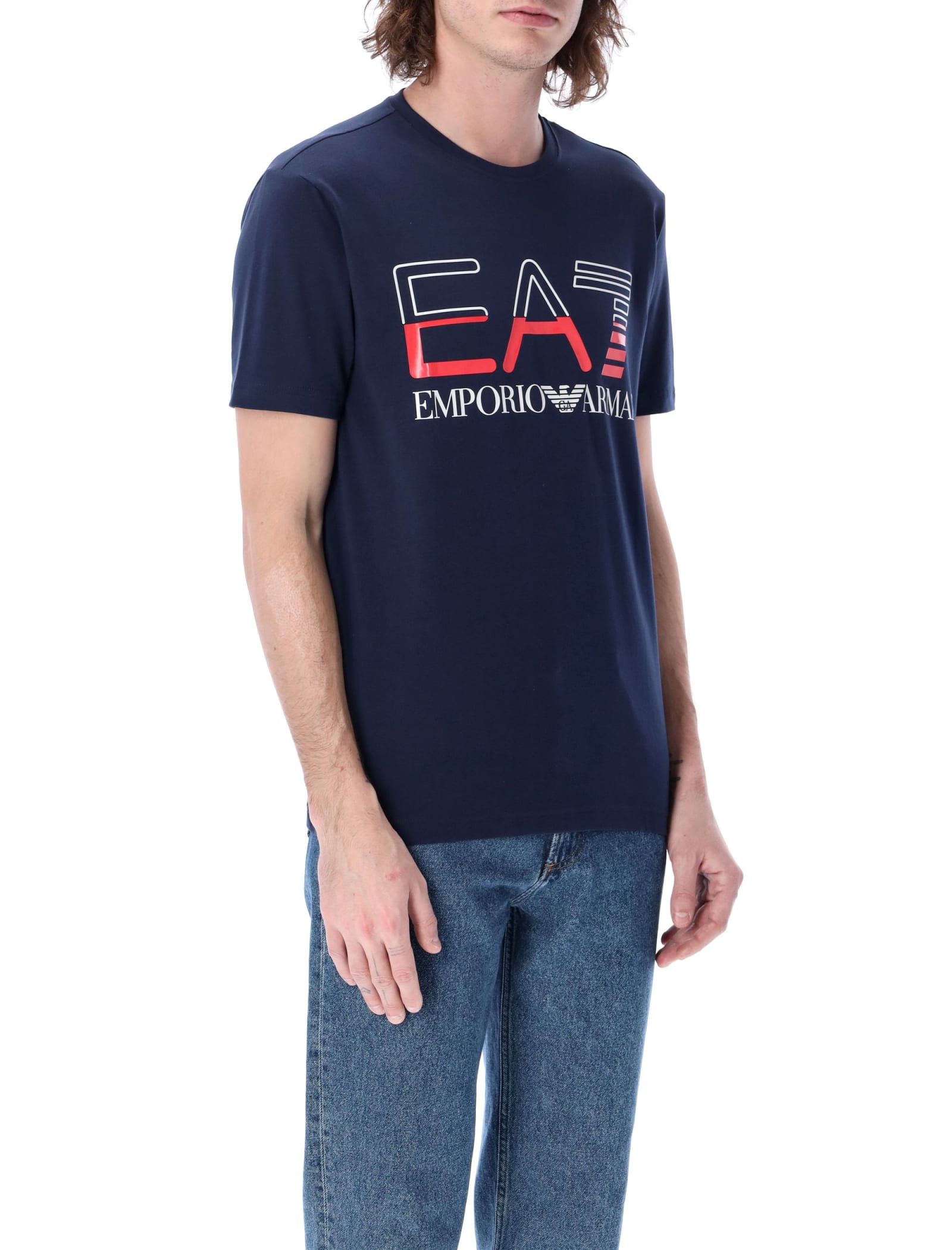 Shop Ea7 Logo Series Stretch Cotton-jersey T-shirt In 1554