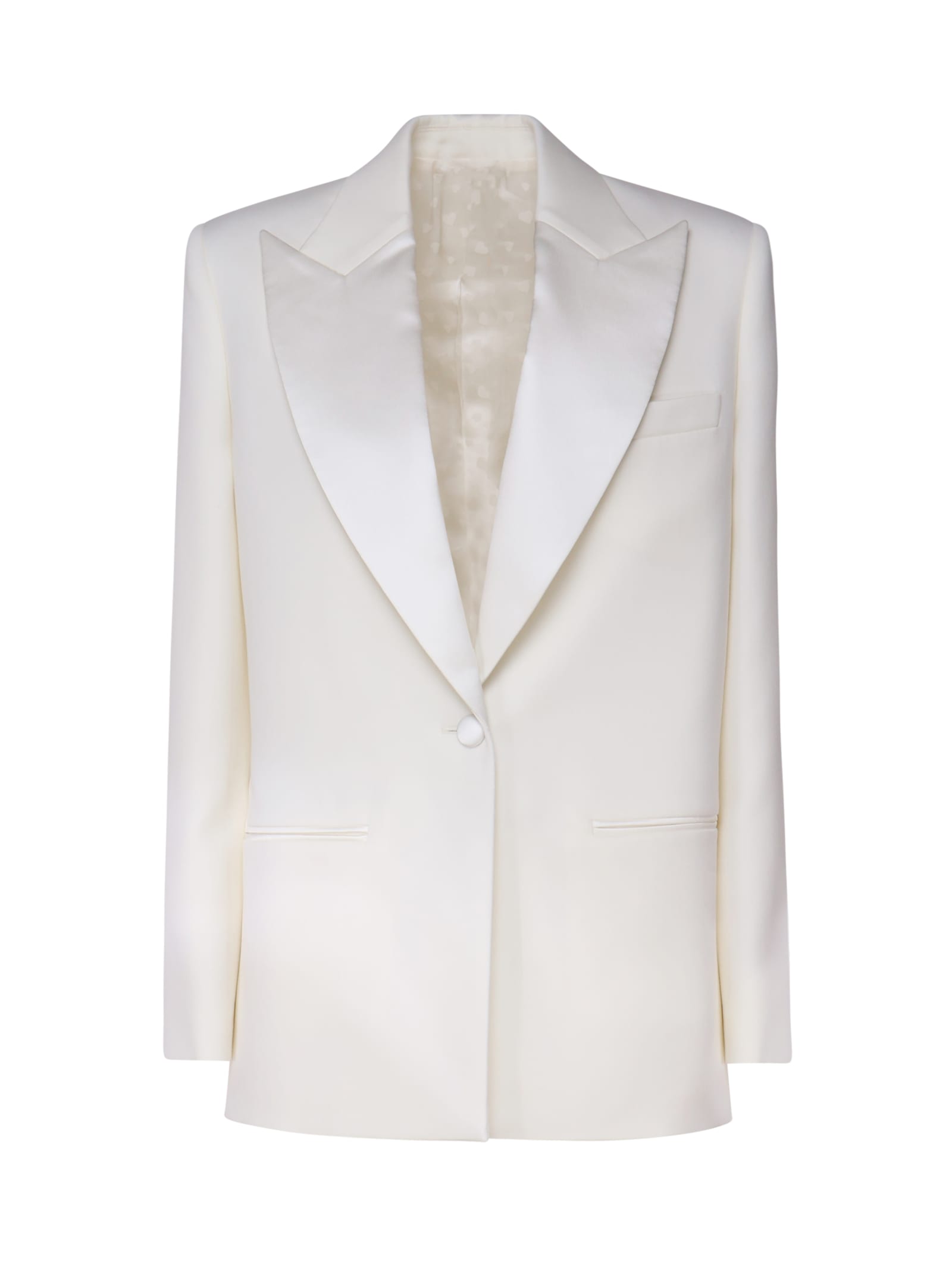 Single-breasted Blazer With Satin Lapels