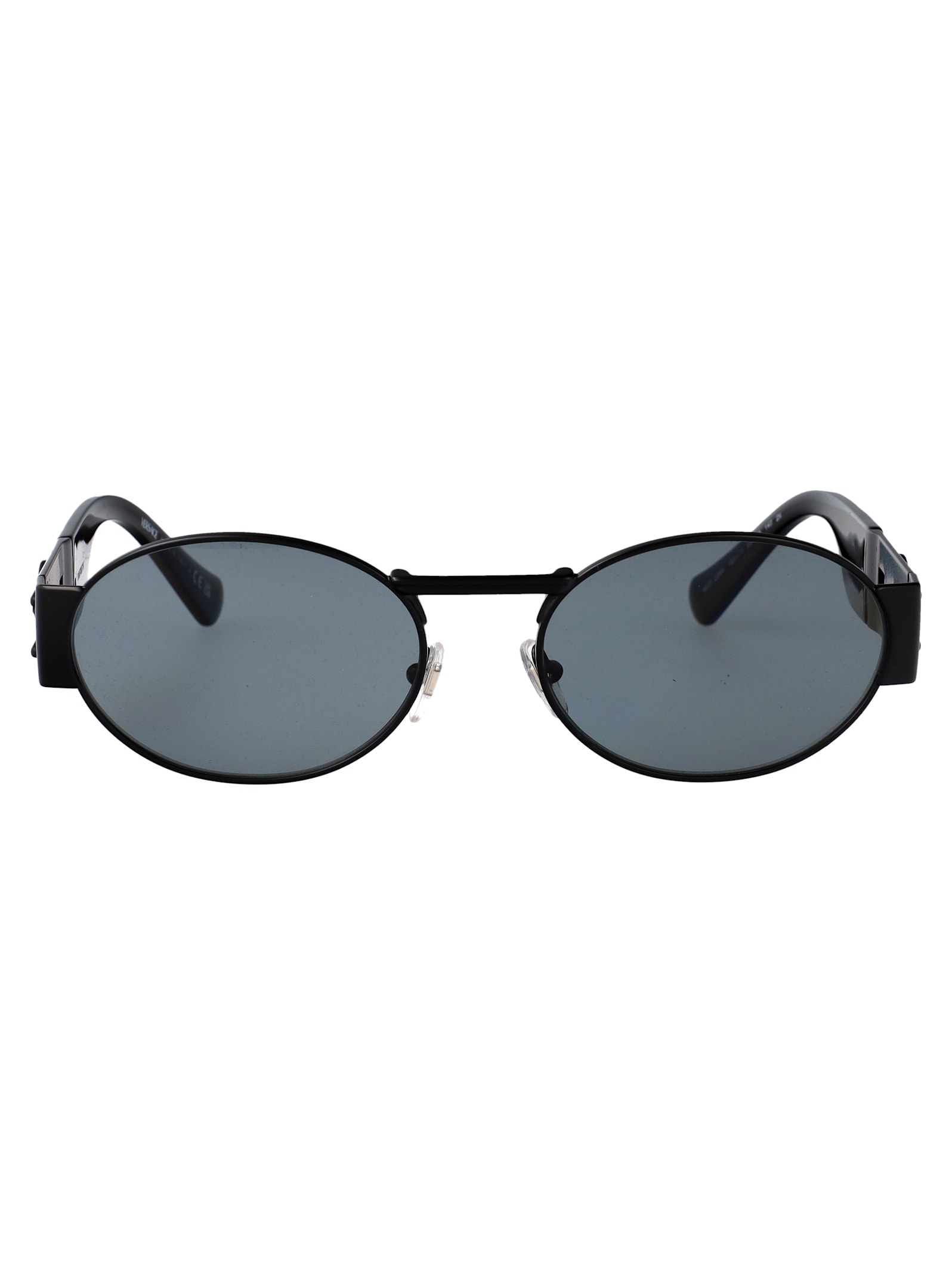 Versace Matte Black Steel Sunglasses In Blue