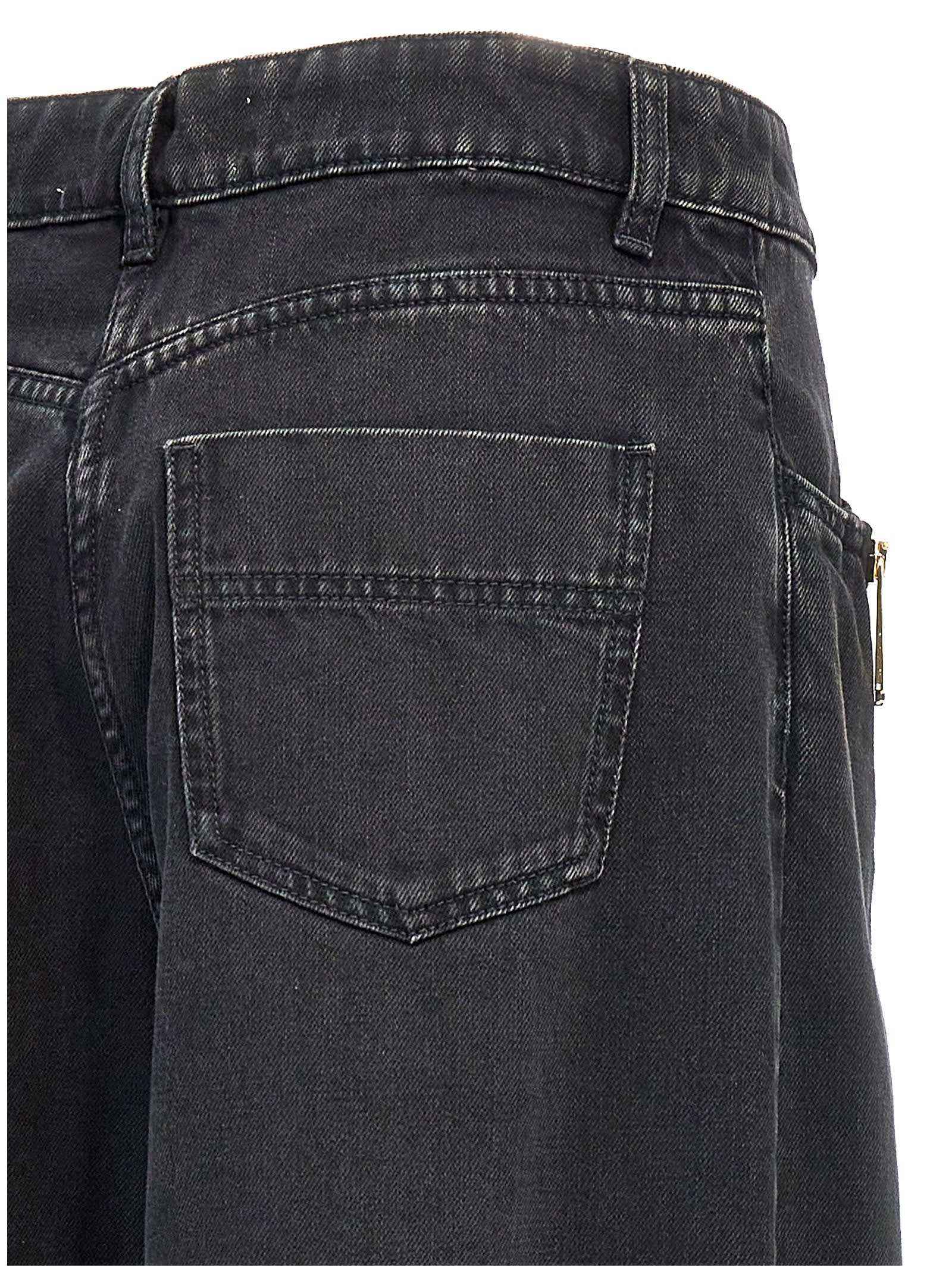 Shop Elisabetta Franchi Zip Detail Jeans In Black