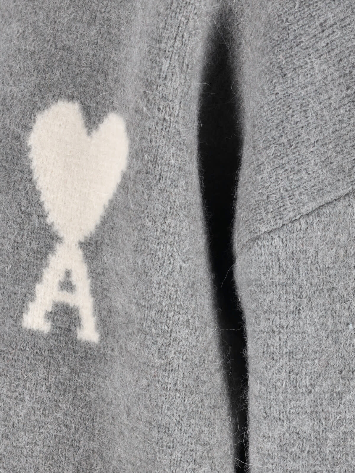 Ami Alexandre Mattiussi Ami Paris Alpaca Cardigan With Ami De C Ur Logo In Gray