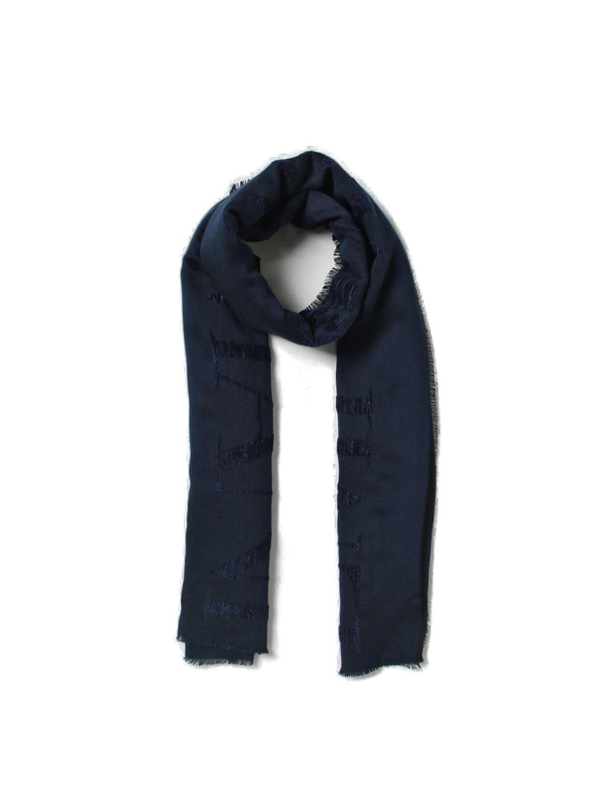 Logo Jacquard Frayed Scarf Giorgio Armani