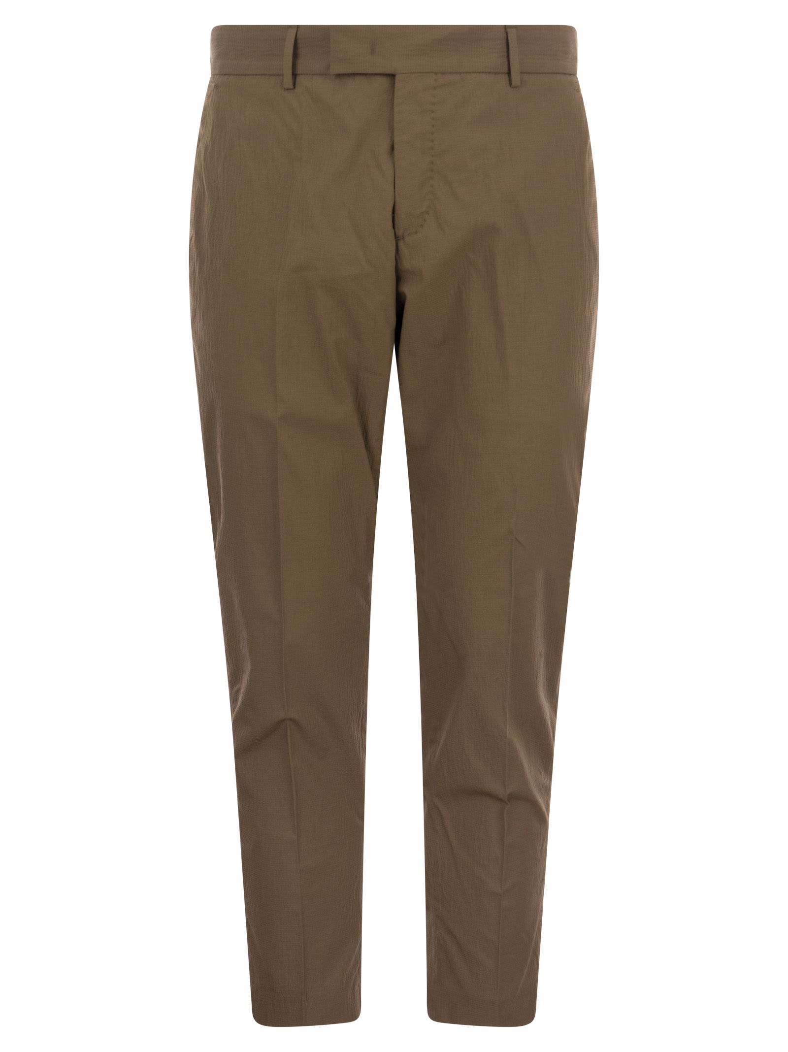 Pt01 Cotton And Lyocell Trousers In Brown