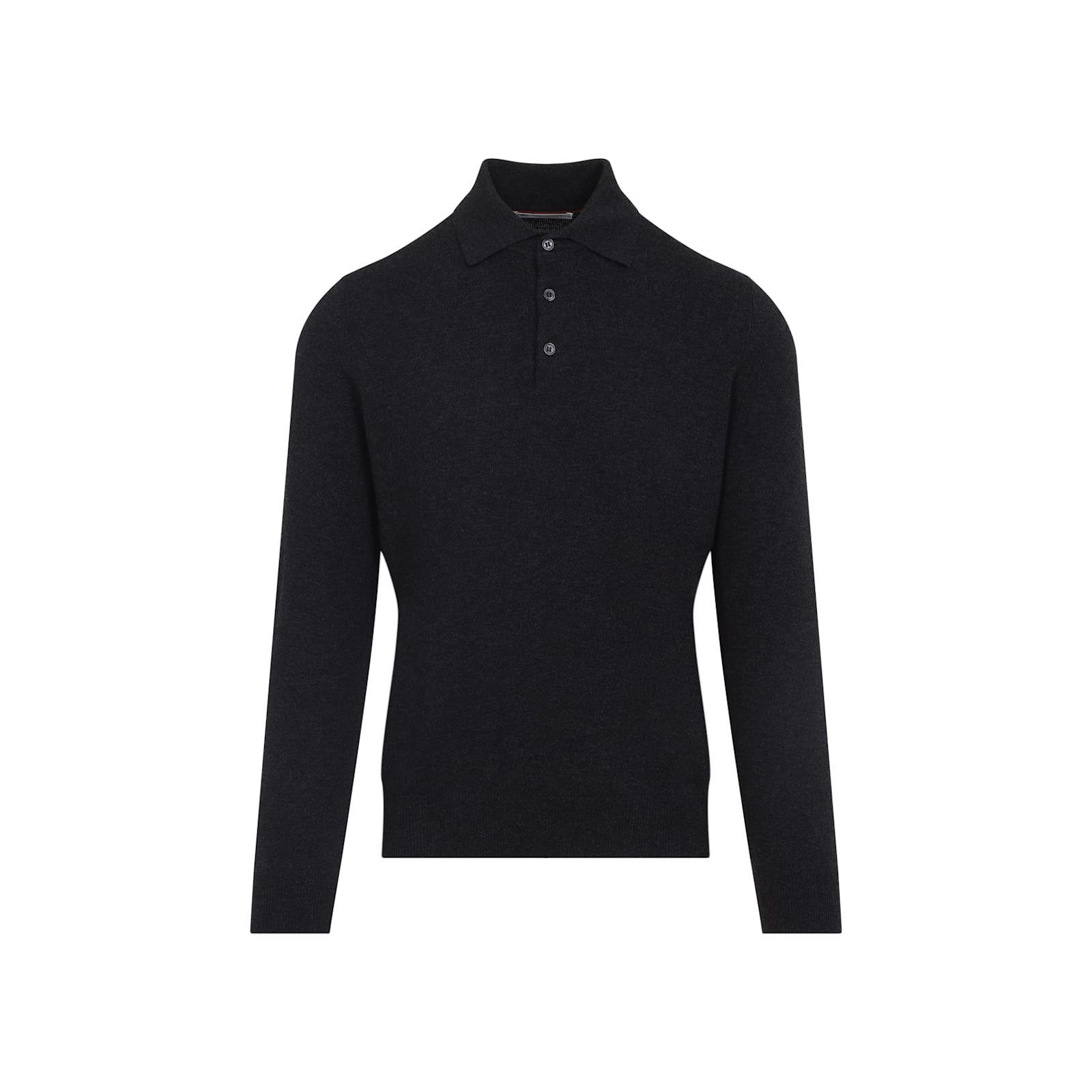 Brunello Cucinelli Cashmere Long Sleeve Polo In Black