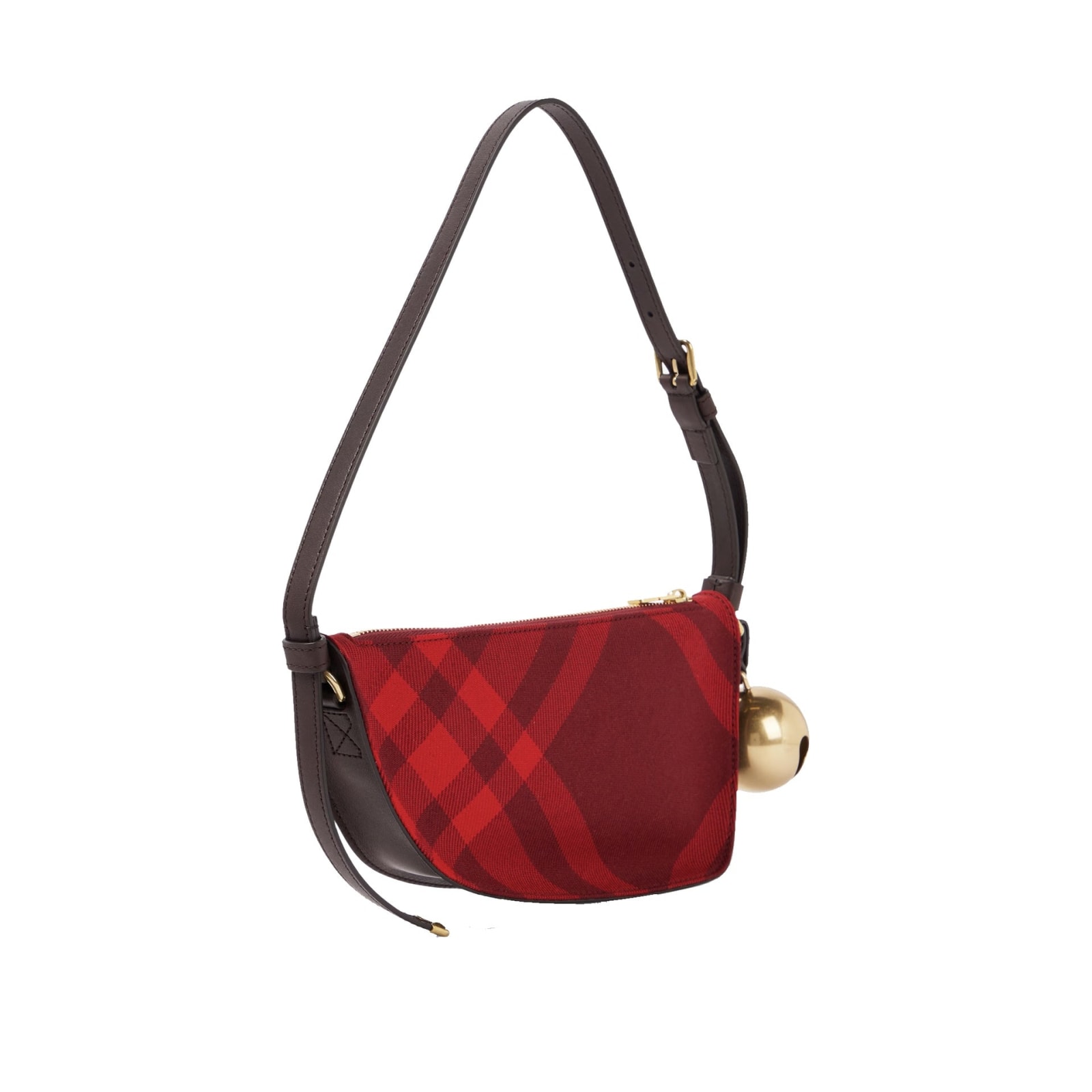 Shop Burberry Check Mini Shield Bag In Red