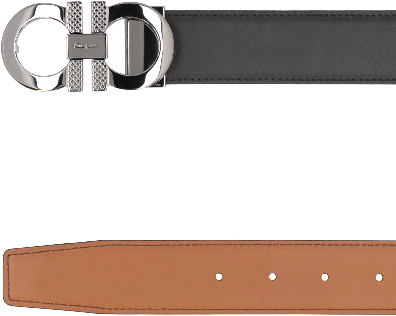 Shop Ferragamo Reversible Leather Belt In Black