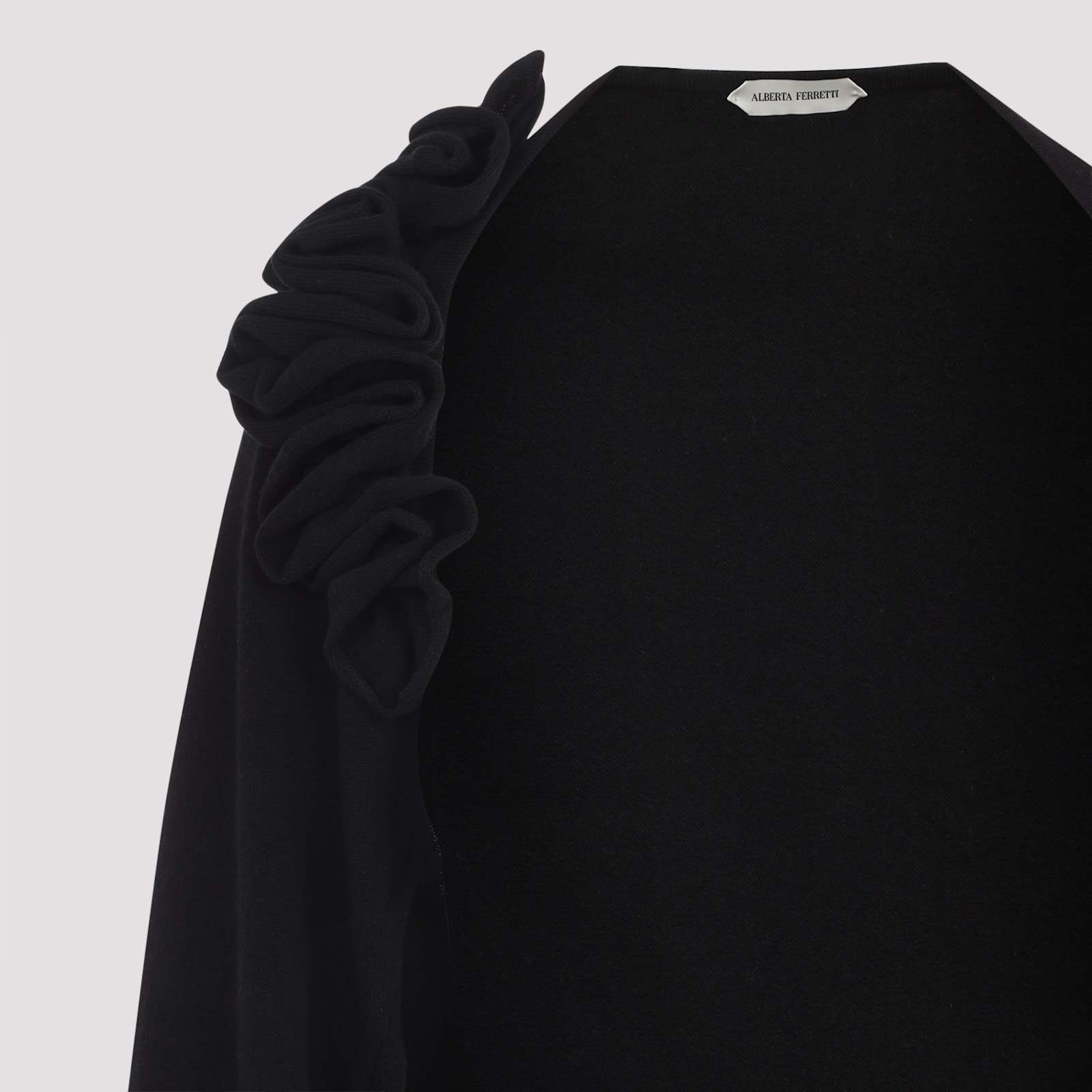 Alberta Ferretti Open Front Black Wool And Silk Cardigan In Black