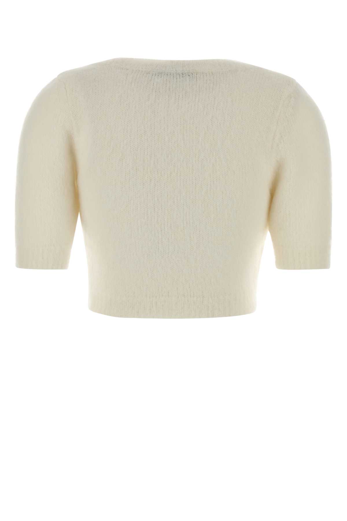Alessandra Rich Short Sleeve Mohair Sweater In White