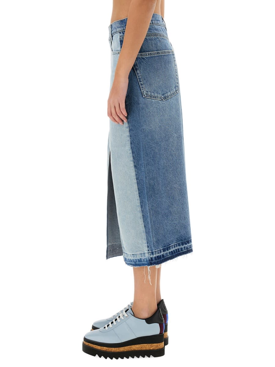 Stella Mccartney Denim Skirt With Contrasting Panel In Denim