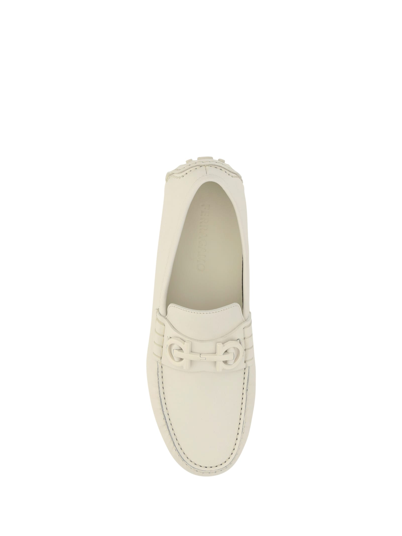 Shop Ferragamo Grazioso Loafers In White
