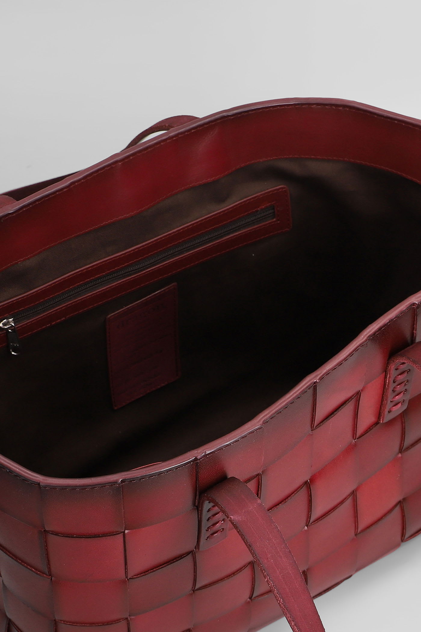 Dragon Diffusion Box Weave Basket Tote In Bordeaux Leather In Burgundy