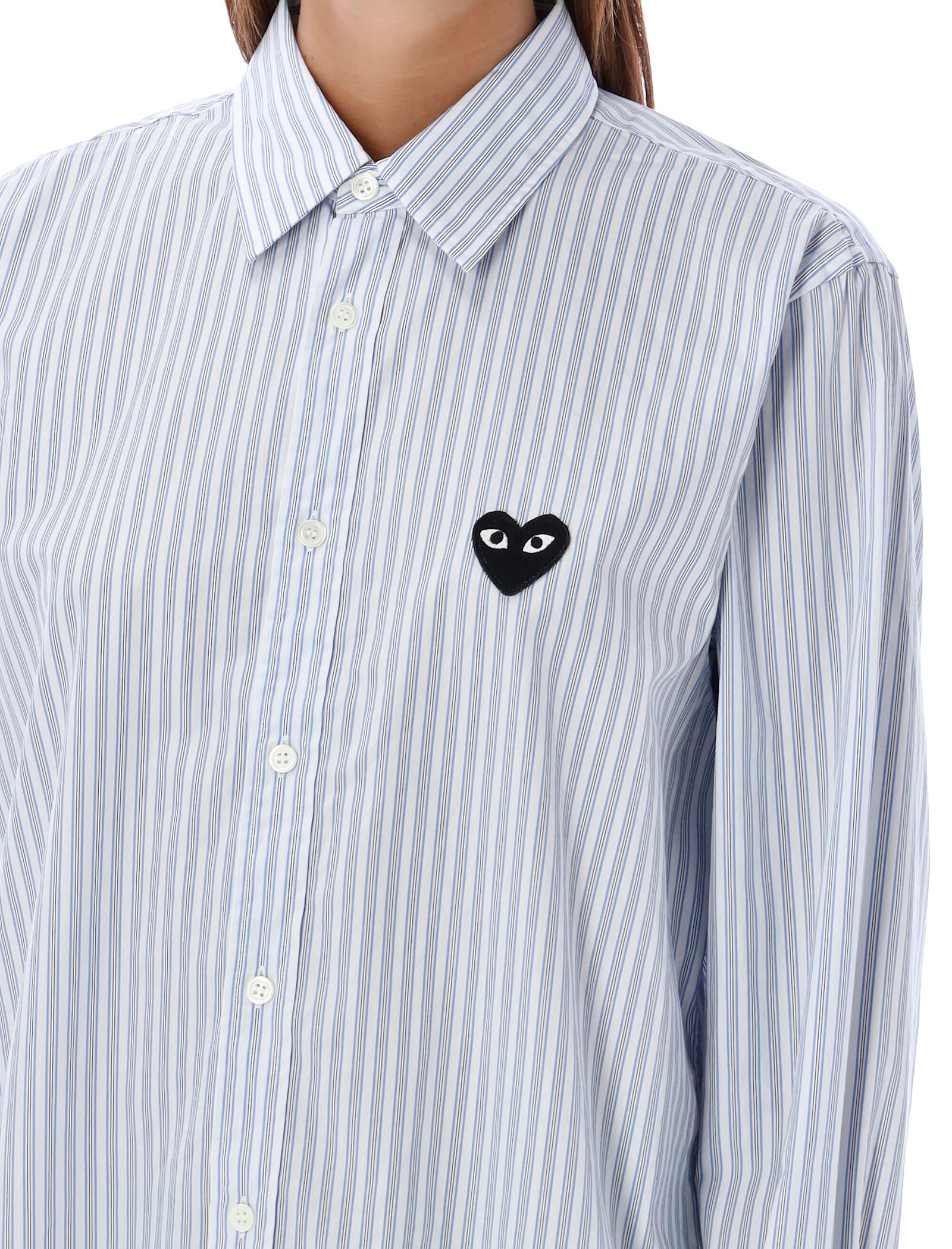 Shop Comme Des Garçons Play Heart Patch Shirt In Strip