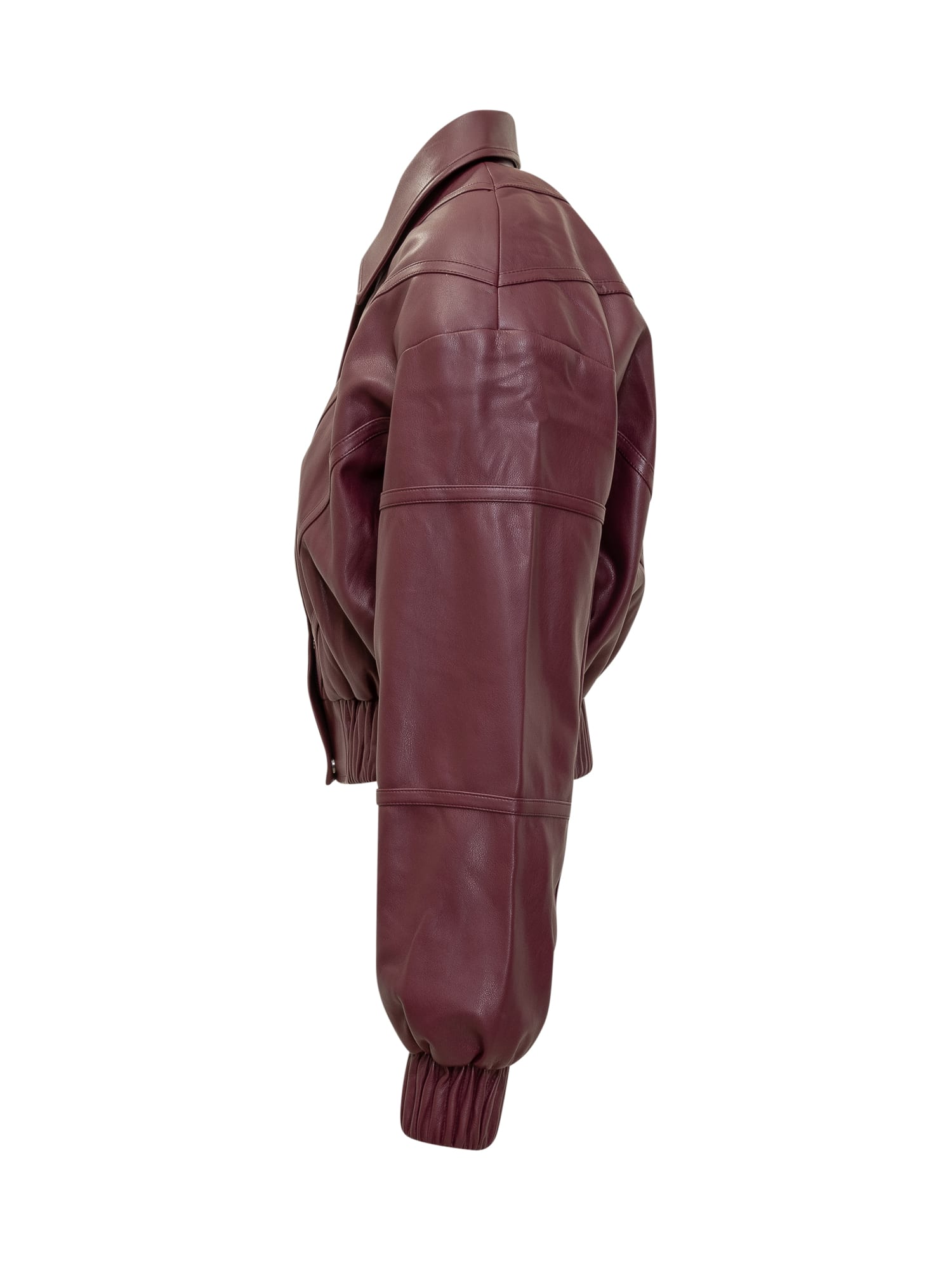 Rotate Birger Christensen Collared Panel Detailing Bomber Jacket In Red