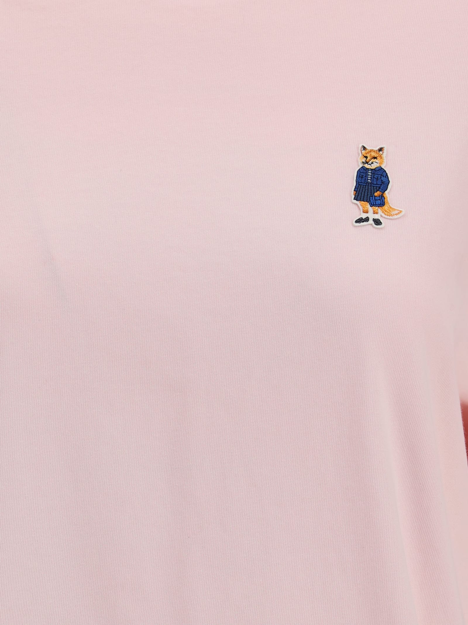 Maison Kitsuné Fox Motif Cotton T-shirt Embroidered Detail In Multi