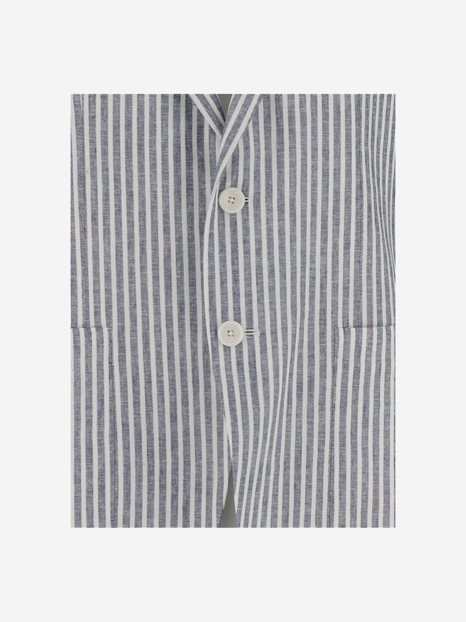 TAGLIATORE LINEN BLEND SINGLE-BREASTED JACKET WITH STRIPED PATTERN 
