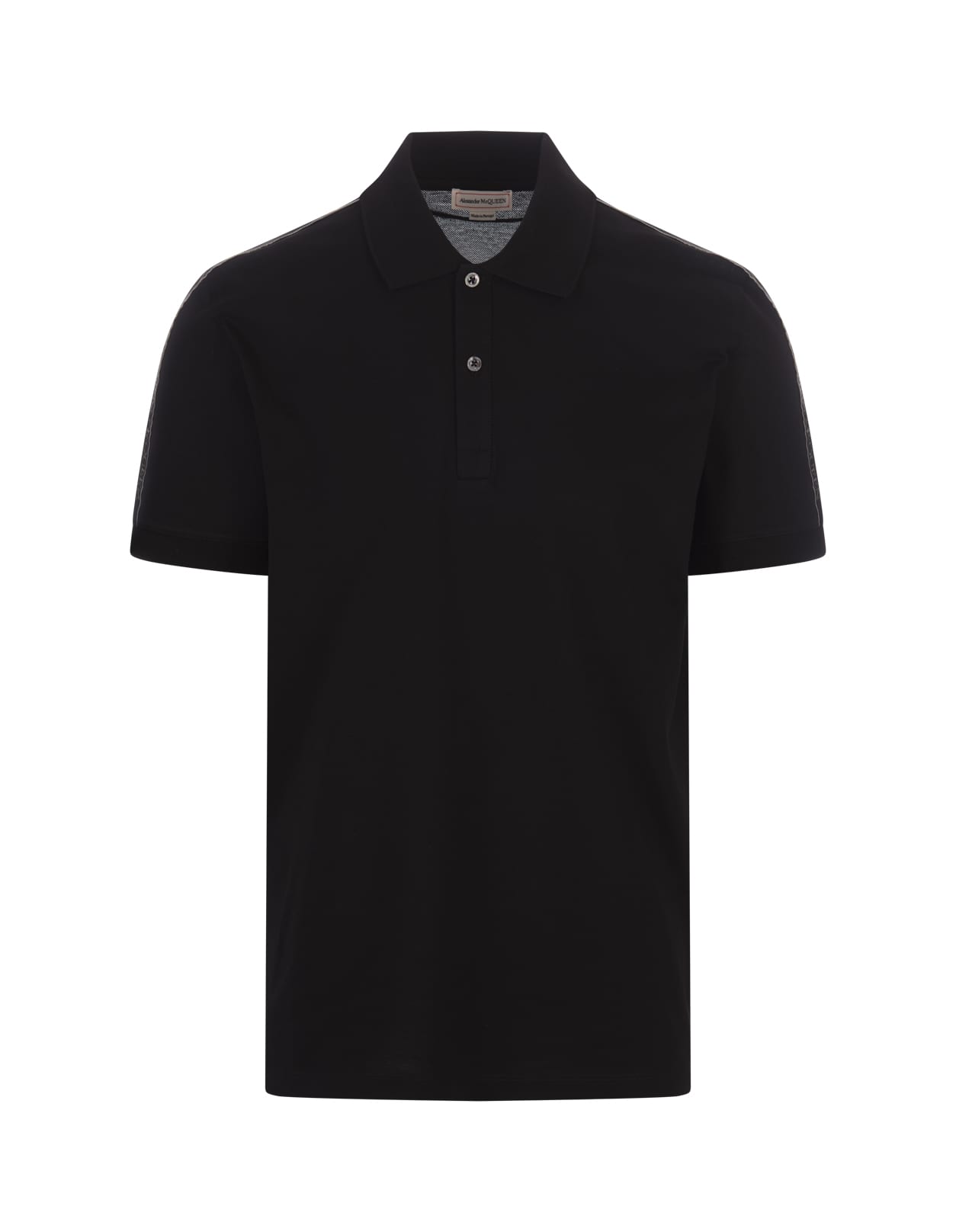 Black Polo Shirt With Logo Tape