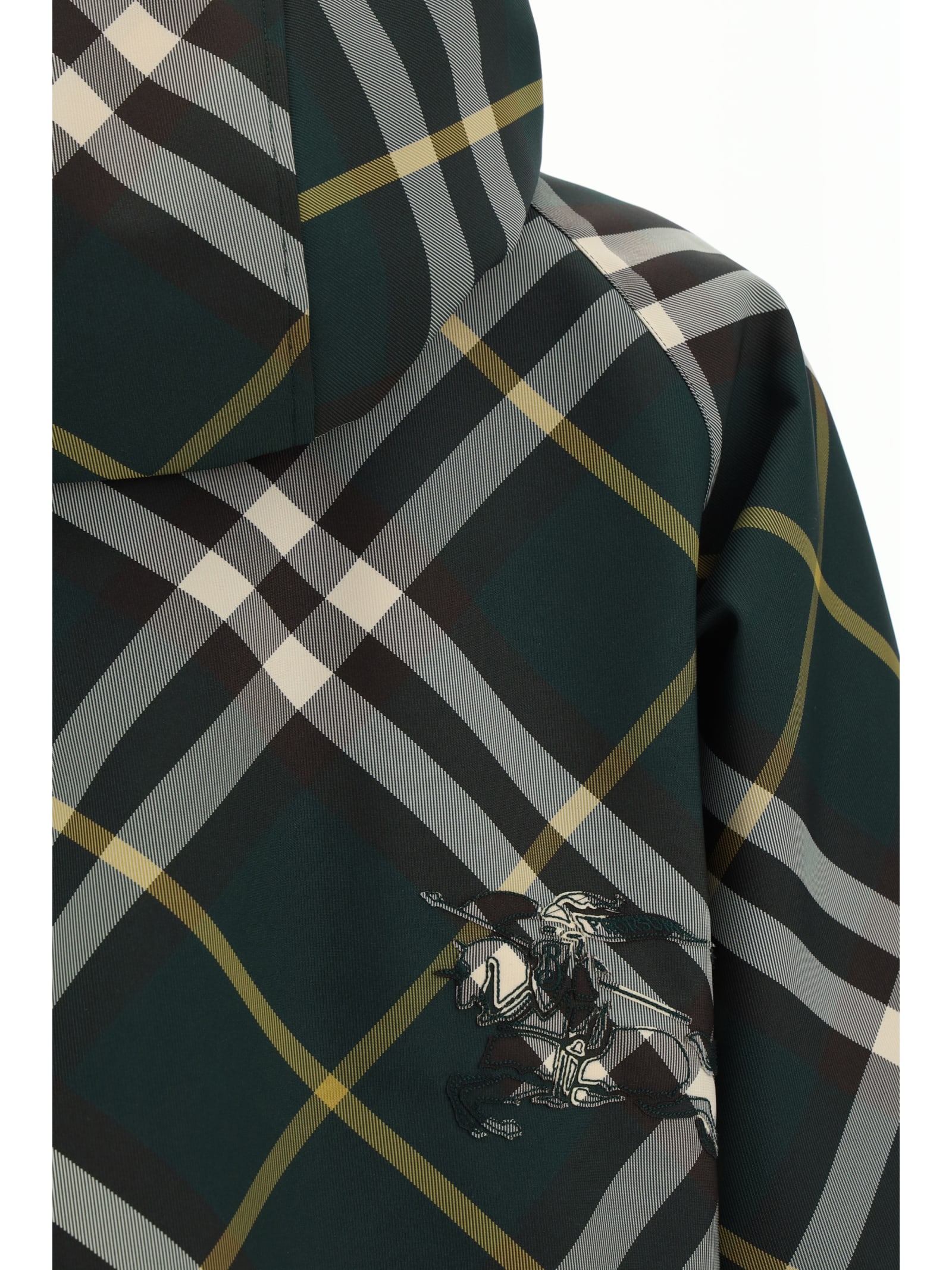 Shop Burberry Hooded Jacket In Ivy Ip Check