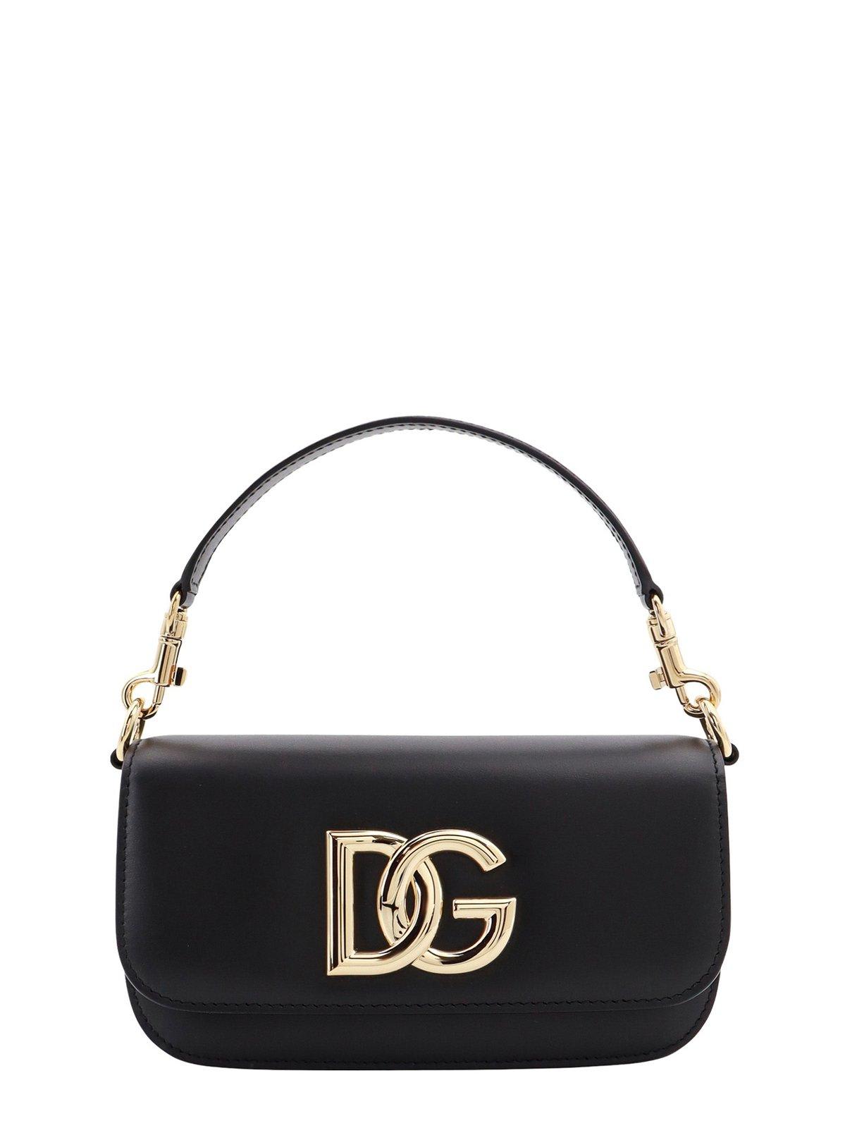 Dolce & Gabbana 3.5 Logo Plaque Small Shoulder Bag In Black